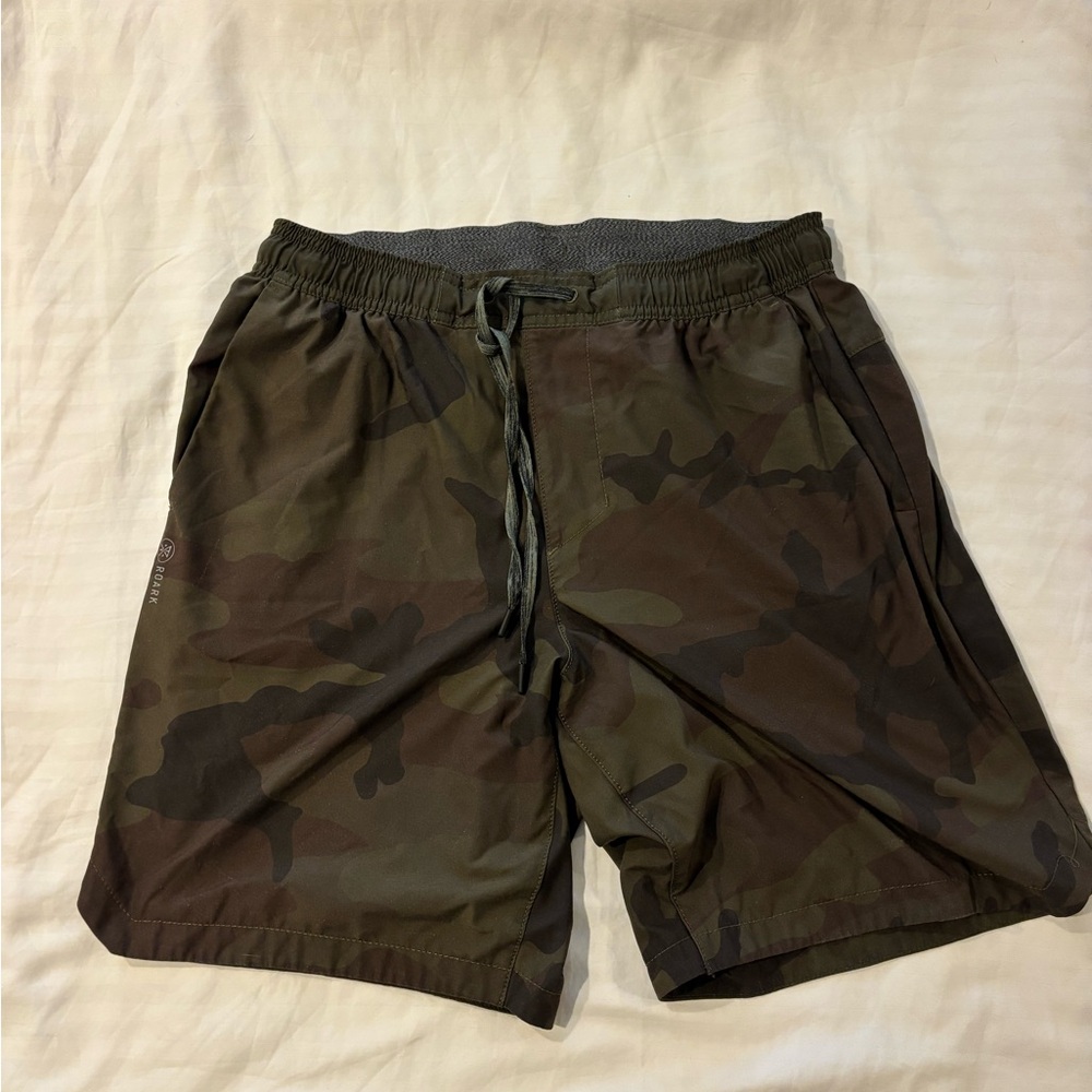 Roark Serrano Run Amok 
 Camouflage Shorts in Brown and Green